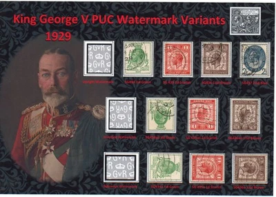 KGV 1929 KING GEORGE V POSTAL UNION CONGRESS PUC WATERMARK VARIANTS DISPLAY VFU - Image 1 of 2