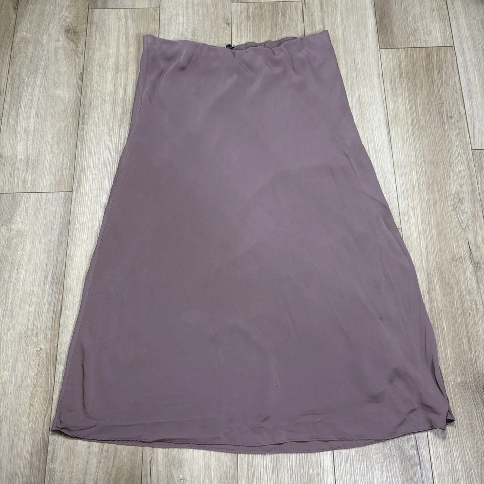 Saia maxi feminina Abercrombie & Fitch cetim forrada em marrom bronzeado fluido ~ Tamanho XLP - Imagem 1 de 4