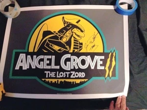 Jason David Frank JDF Signed Green Power Rangers Poster Art 18x24 DRAGONZORD - Picture 1 of 2