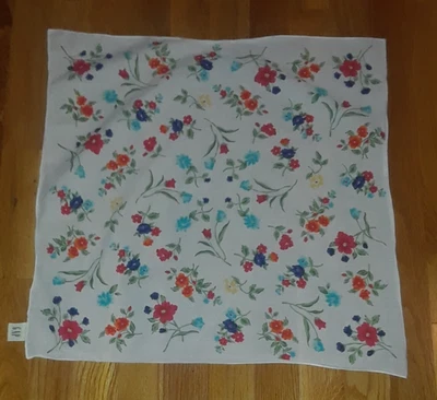 GAP Blanco Rojo Naranja Azul Floral Algodón Bufanda Cuadrada 19" Italia Foto 1 de 4