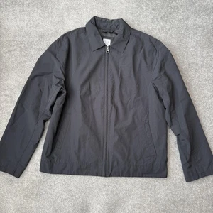 GAP Jacket Mens Large Black Zip Front Harrington Lightweight Point Collar Lined - Picture 1 of 11