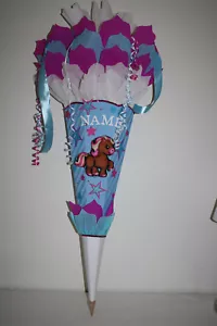 XXL Schultüte, Zuckertüte, Pferd, Einhorn, Plüsch,Sterne, Strass Neu &Handarbeit - Bild 1 von 9
