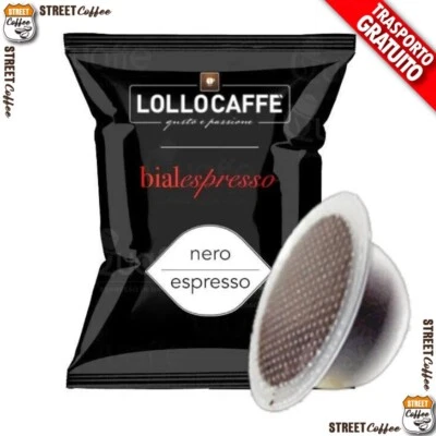 LOLLO CAFFE 100 Cialde Capsule Caffè Lollo Miscela Nera Nero compatibili Bialetti gratis