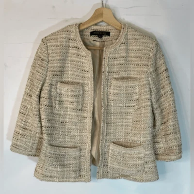 Chaqueta Traje Anne Klein Tweed Frente Abierto Talla 8 Foto 1 de 4