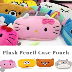 Plush Pencil Case Pouch, Hello Kitty Pen Bag Cosmetic Makeup Zipper Coin Storage - Picture 1 of 12