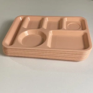 8 VTG SiLite School Lunch Divided Camping Stack Trays #614 Pink Rose Mauve USA - Picture 1 of 15