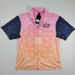 Death Row Records Men's Short Sleeve Button Down Shirt Multi Color Paisley XXL - Picture 1 of 6