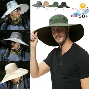 Wide Brim Sun Hat UV Protection Bucket Cap For Hiking Camping Fishing Safari Men - Picture 1 of 145