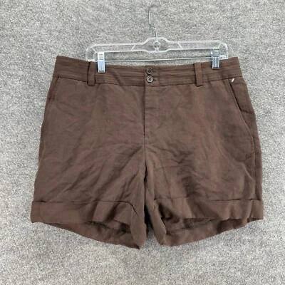 Pantalones Cortos Banana Republic Mujer 14 Marrón Tiro Alto Chino Puños Martin Fit Lino Foto 1 de 4