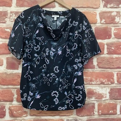 Nordstrom Top Womens Medium Dark Gray Multicolor Floral Abstract Cowl Neck - Изображение 1 из 4