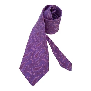 TED BAKER Purple Paisley Luxury Silk Tie Hand Tailored In USA W: 3.75" EX COND # - Picture 1 of 6