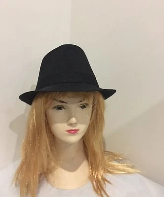 Black Fedora Trilby Gangster Detective hat /Costume/ Party  - image 1 of 3