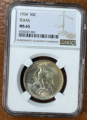 1934 Texas Centennial Commemorative Silver Half Dollar NGC MS65 Cover
