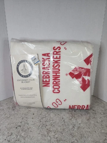 Nebraska Cornhuskers Blanket University Club 72x90 Sealed New Vintage Cover