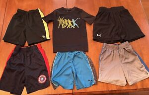 Boys Athletic Shorts 5 Pairs and Dri Fit T Shirt Size 5/6 XS Under Armour Puma