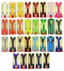 Baby Toddler Children Boys & Girls Plain Y-Back Elastic Suspenders 29 Colors - Picture 1 of 24