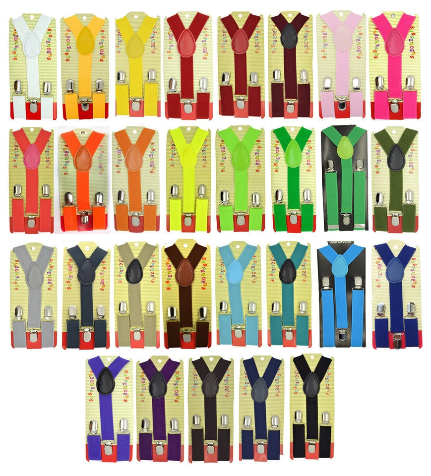 Baby Toddler Children Boys & Girls Plain Y-Back Elastic Suspenders 29 Colors  - Image 1 of 1