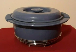 MCM 360 Heavy Enamel Cast Iron Blue Dutch Oven 6 QT W Lid & Trivet No Box ✞ - Picture 1 of 12