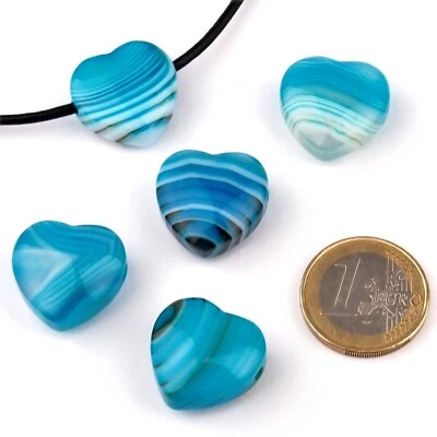 Herz - Anhänger Handarbeit aus Edelsteinen Ø 20mm seitlich gebohrt AA-Qualität p - Bild 1 von 4