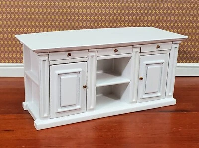 Dollhouse Kitchen Bar Island Large White 1:12 Scale Miniature Wood Furniture - Image 1 of 4