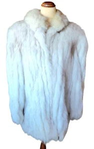 Vintage Mid Century Modern White Fox Fur Jacket – Genuine Real Fur - Foto 1 di 7