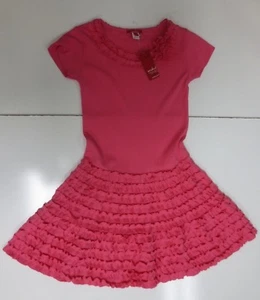 Vestido ONE KID Boutique Rosa Caliente con Volantes Talla 8, NUEVO CON ETIQUETAS - Imagen 1 de 4