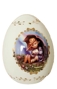 M.J. Hummel Umbrella Girl Egg 1993 Danbury Mint Cream Porcelain Vintage - Bild 1 von 2