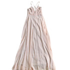 Lulus Bridesmaid Maxi Dress Size Small Peach Waist Spaghetti Strap Front Slit