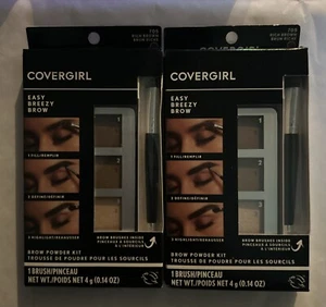 2 Covergirl Easy Breezy Brow Powder Kit 705 Rich Brown All-In-One With Brushes - Picture 1 of 2