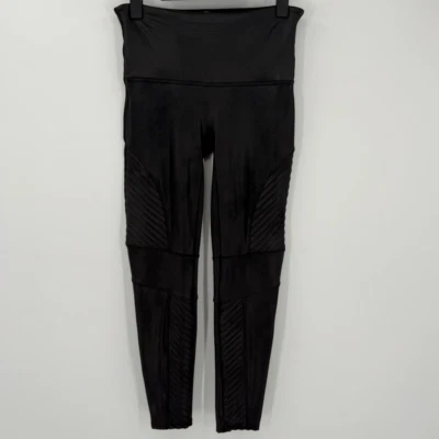 Spanx Faux Leather Moto Leggings Edgy Shaping Ankle Length Women XL Black 20136R - Image 1 of 4