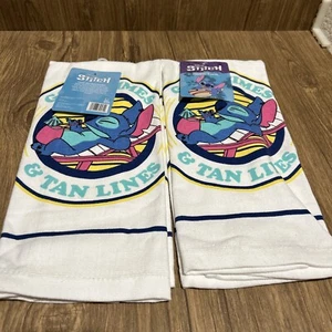 Disney Lilo & Stitch 2 Pack Hand Kitchen Towels Summertime Beach Set Of 2 - Picture 1 of 4