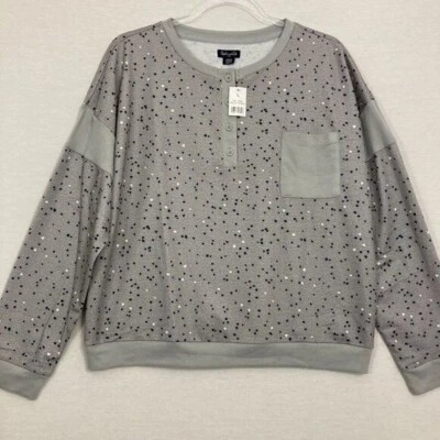 Nueva Sudadera Espléndida Gris Lunares Atletismo Cuello Redondo Talla Grande Foto 1 de 4