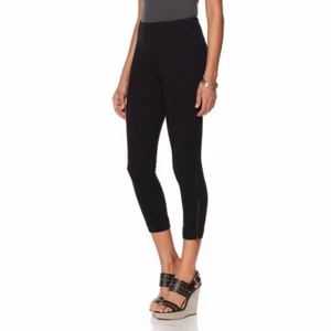 LYSSA Size XS Cropped Stretch Denim Legging Elasticized Waistband BLACK - Picture 1 of 3