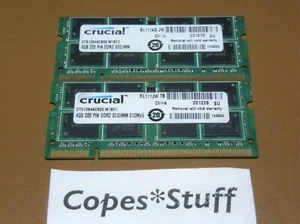 Lot (2) x 4GB = 8GB Crucial DDR2 PC2-6400s 800MHz LAPTOP SoDimm RAM Memory - Picture 1 of 1