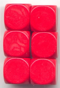 NEW Dice Set of 6 D6 (16mm) - Opaque Blanks - Red - Picture 1 of 1