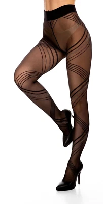 Medias transparentes negras Trasparenze Unicorno talla 2 patrón diagonal negro y plateado Foto 1 de 4