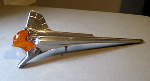 1951 PONTIAC CHIEFTAIN CHROME HOOD ORNAMENT- AMBER BIG CHIEF HEAD-ORG 19" PART - Picture 1 of 18