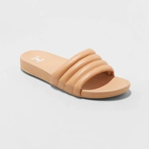 Shade & Shore Kendra Single Band Slide Sandal Size 7 Tan New - Picture 1 of 1