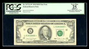 DBR 1990 $100 FRN STAR San Francisco Fr. 2173-L* PCGS App 25 Serial L01846885* - Picture 1 of 2