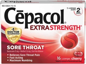 Extra Strength Sore Throat Lozenges, Cherry 16Ct - Picture 1 of 12
