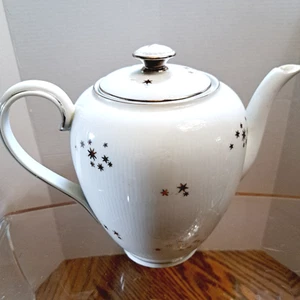Teapot With Stars Germany White and Silver 48 Oz Schumann Constellation - Picture 1 of 10