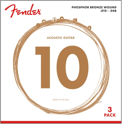 3-PACK Fender 60XL Phosphor Bronze Acoustic Guitar Strings - EXTRA LIGHT 10-48 - Image 1 of 2