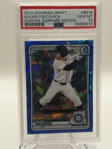 2020 Bowman Chrome Draft Sapphire #BD18 Kaden Polcovich - PSA 10 - Mariners 🔵 - Picture 1 of 3