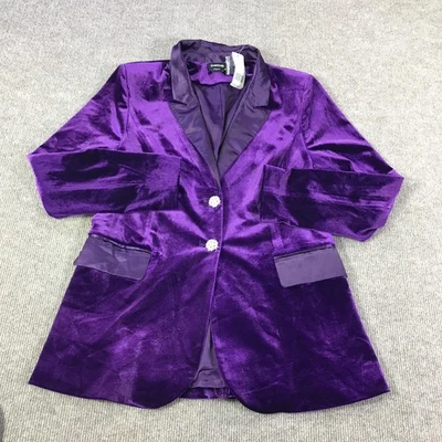 Bebe Blazer Mujer 12 Púrpura Satén Combo A Medida Terciopelo Estrás Botones Foto 1 de 4
