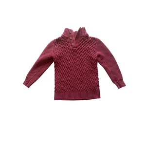 Hope & Henry XXS Boys Organic Cotton Shawl Collar Sweater Maroon Cable Knit - Picture 1 of 8