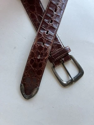 Cinturón Ralph Lauren Mujer American Alligator Hebilla Plata Esterlina Talla 26 Foto 1 de 4