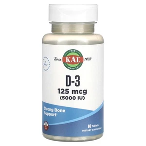 D-3 , 125 mcg (5,000 IU), 60 Tablets - Picture 1 of 2