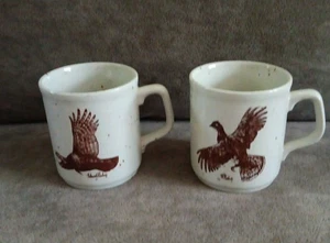 2 tazze vintage Richard E. Bishop pollame fagiano ceramica maculata made in England - Foto 1 di 6