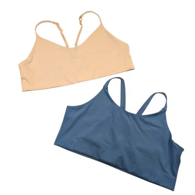 Girlfriend Collective 3XL Sports Bra Plus Size XXXL Blue & Nude Set Of 2 - Image 1 of 4