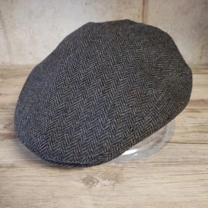Country Gentleman Mütze Kappe Efeu flach Herren groß grau Fischgrät Wollmischung - Bild 1 von 6